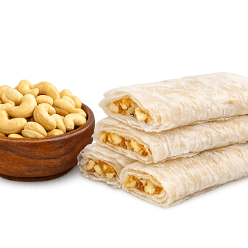 Cashew Putharekulu (జీడిపప్పు పూతరేకులు)